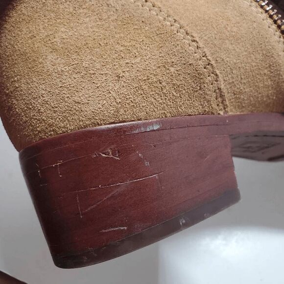 Frye Women's Ray Brown Suede Ankle Triple Buckle Booties 8M - Picture 9 of 12